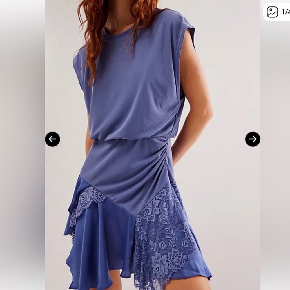 Free people blue lace silk dress